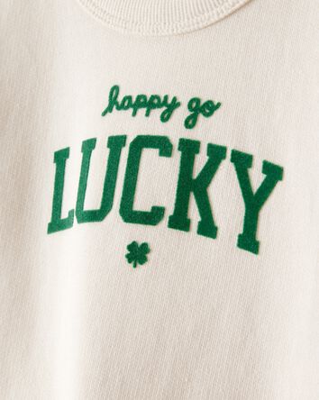 Baby St. Patrick's Day Lucky French Terry Long-Sleeve Jumpsuit - Cream, 
