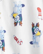 Baby Bluey™ Print 100% Cotton Long-Sleeve Snug Fit 1-Piece Pajamas - White, image 3 of 4 slides