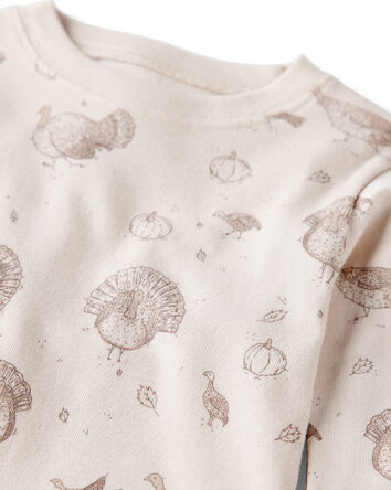 Toddler Organic Cotton Pajamas in Turkey Gobbler Print, 