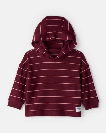 Baby Striped Long-Sleeve Hooded Top - Red, 
