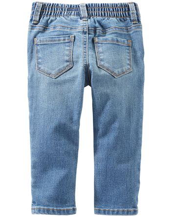 Medium Blue Wash Skinny-Leg Jeans, 