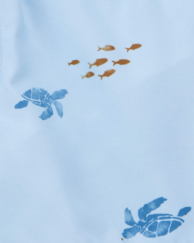 Toddler Boy Sea Creatures Swim Trunks - Blue, image 3 of 4 slides