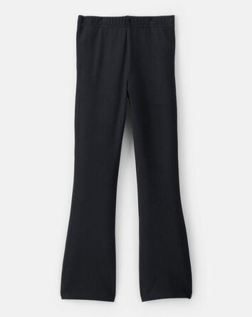 Kid Solid Cotton Flare Stretch Leggings - Black, 