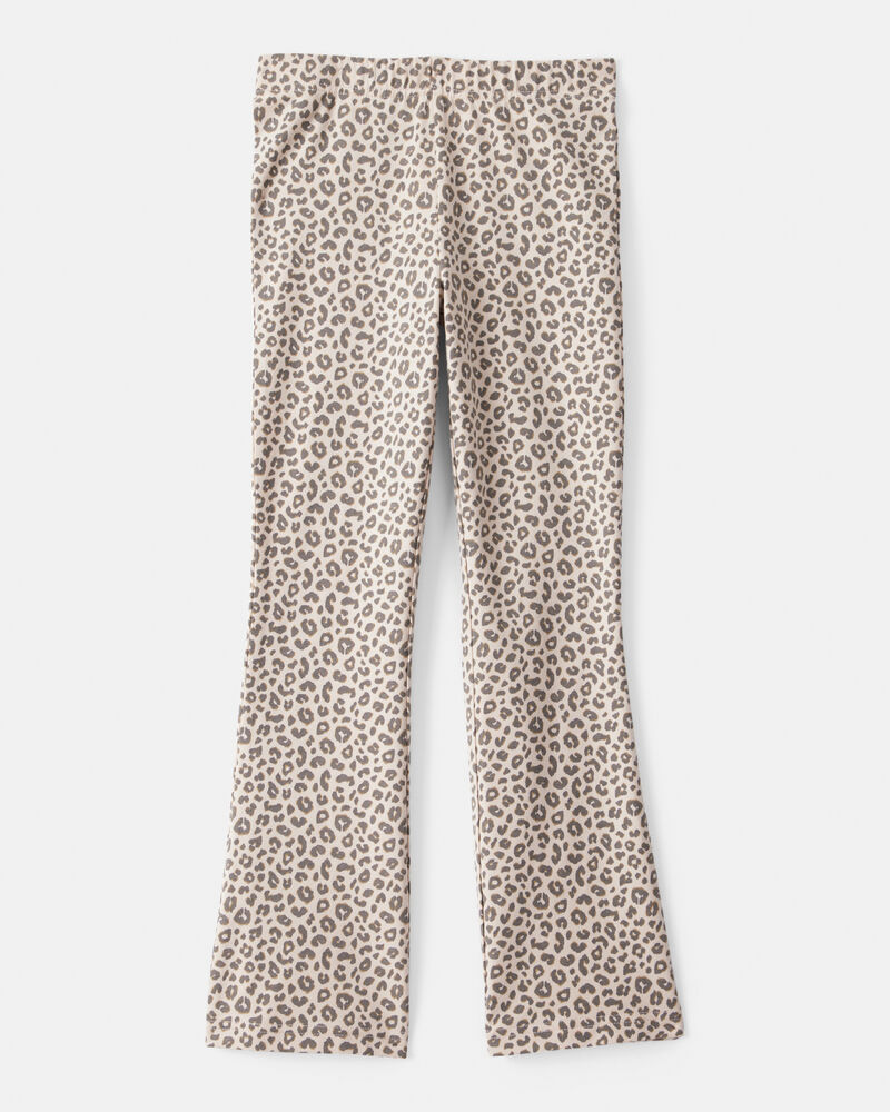 Girls Cotton Leopard Stretch Flare Leggings, image 2 of 4 slides
