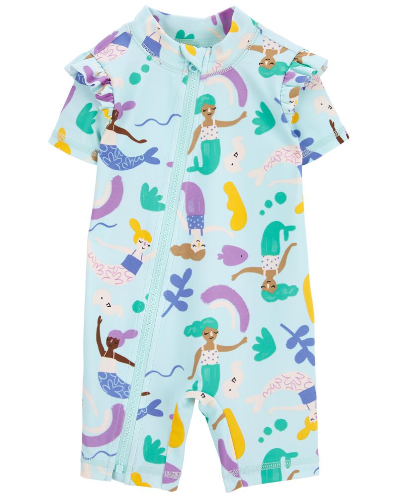 Baby 1-Piece Mermaid Swim Rashguard, image 1 of 4 slides
