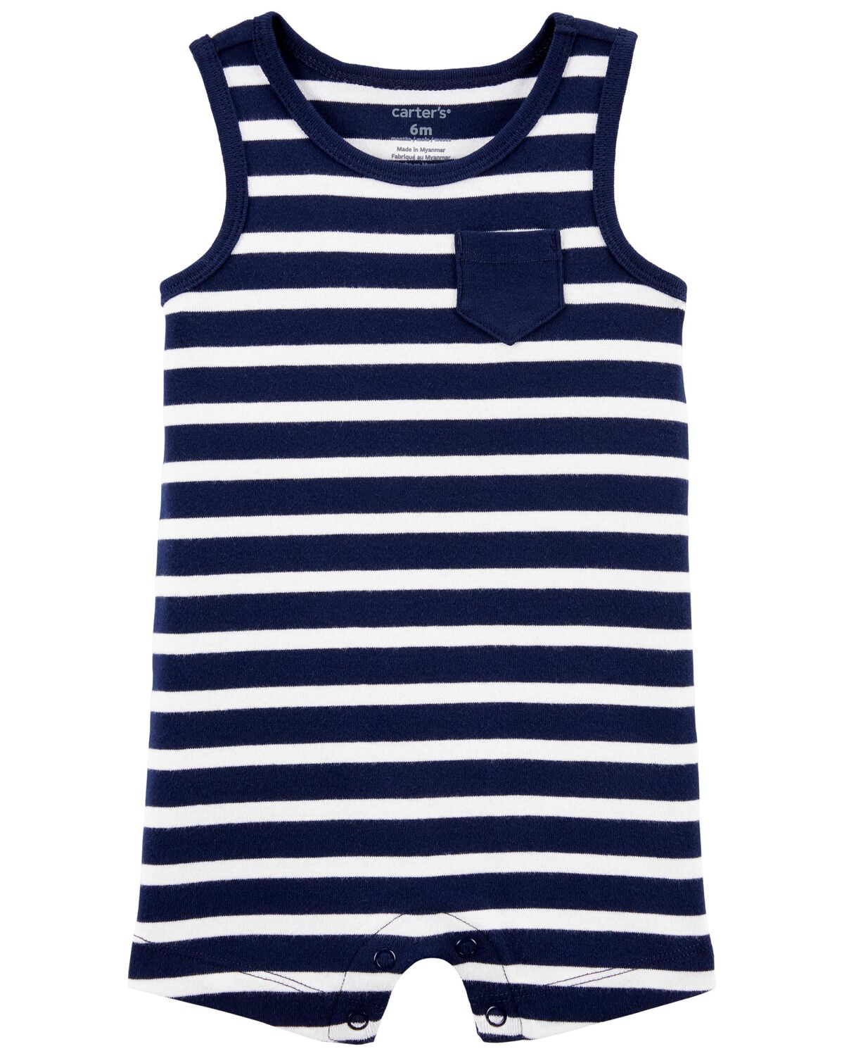 Navy Baby Sleeveless Cotton Romper
