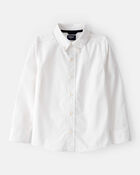 Boys Long Sleeve Button-Front Uniform Shirt - White, image 1 of 3 slides