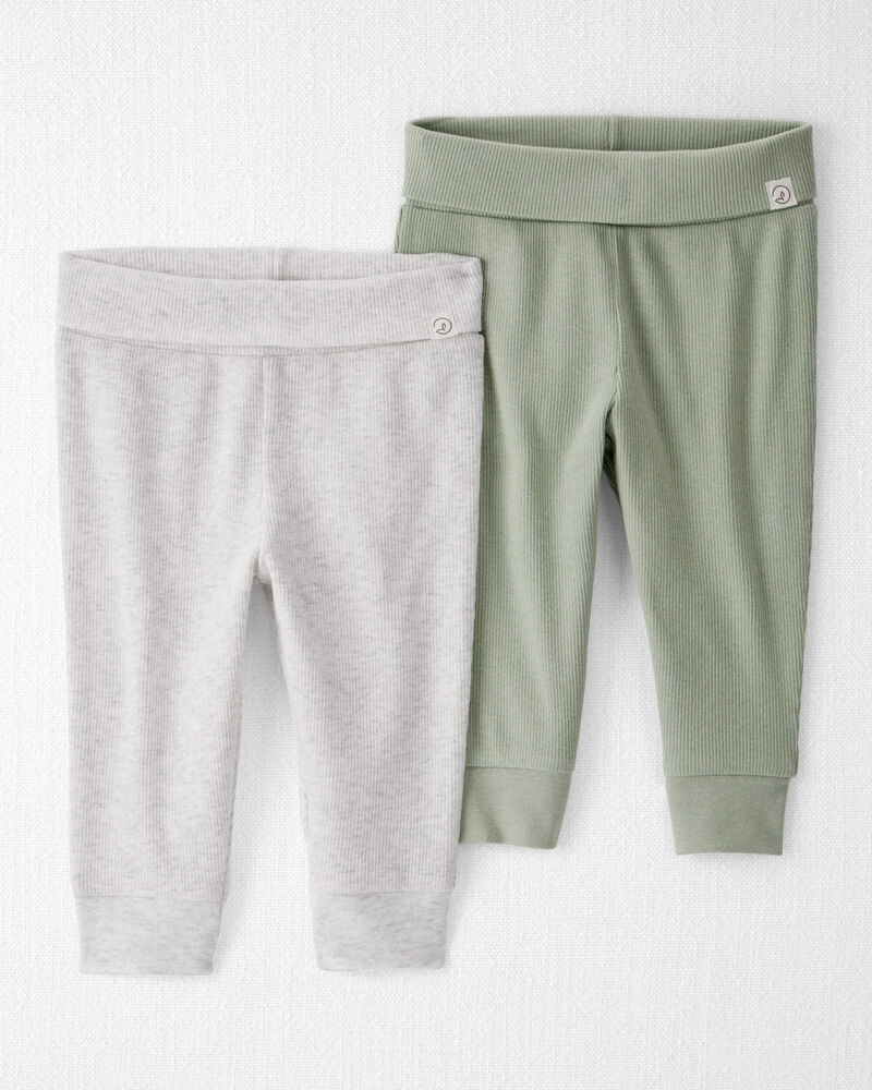 Baby Girl 2-Pack Organic Cotton Grow-With-Me Joggers, image 1 of 7 slides