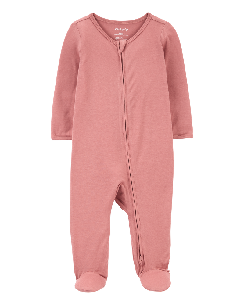 Baby Girl Zip-Up PurelySoft Sleep & Play Pajamas, image 1 of 5 slides