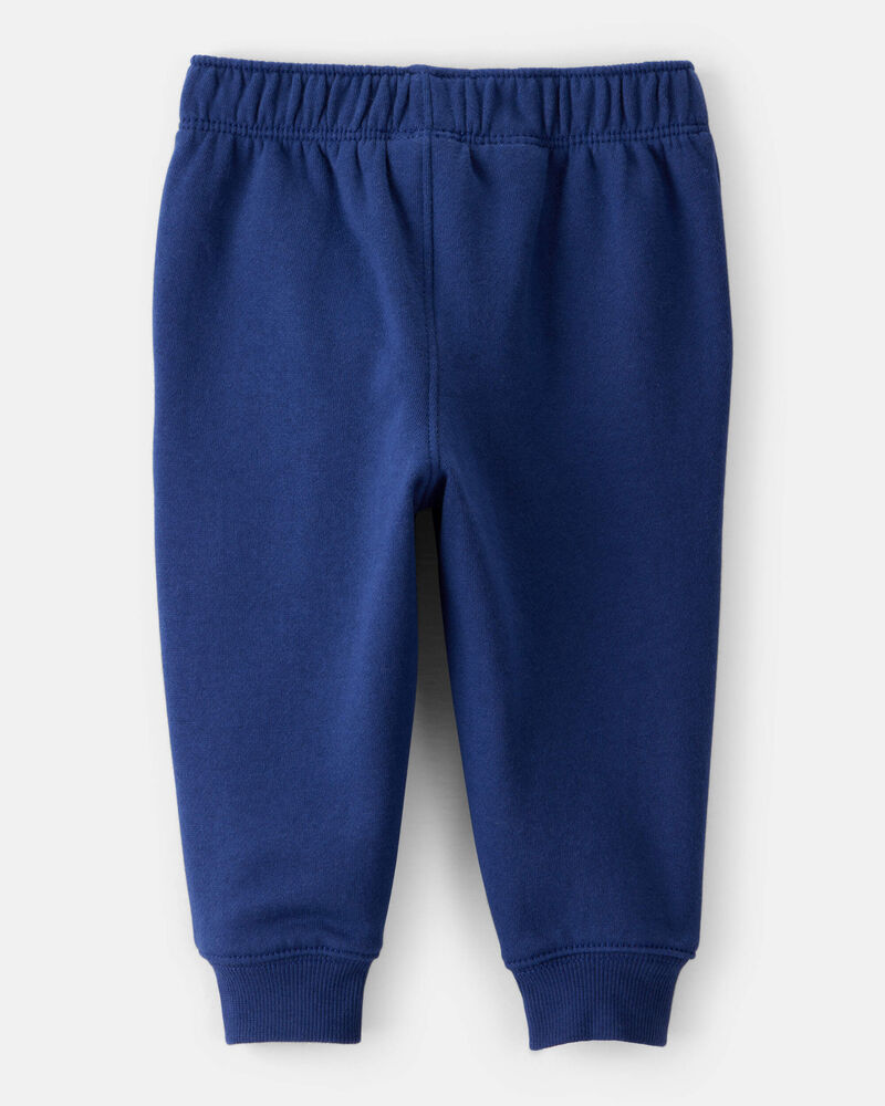 Baby Boy Solid Fleece Cotton Jogger - Navy, image 2 of 4 slides