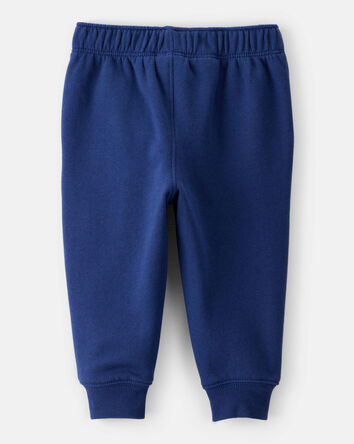 Baby Boy Solid Fleece Cotton Jogger - Navy, 