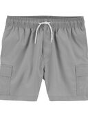 Grey - Kid Drawstring Cargo Shorts