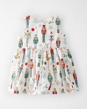 Baby Organic Cotton Pleated Dress, 