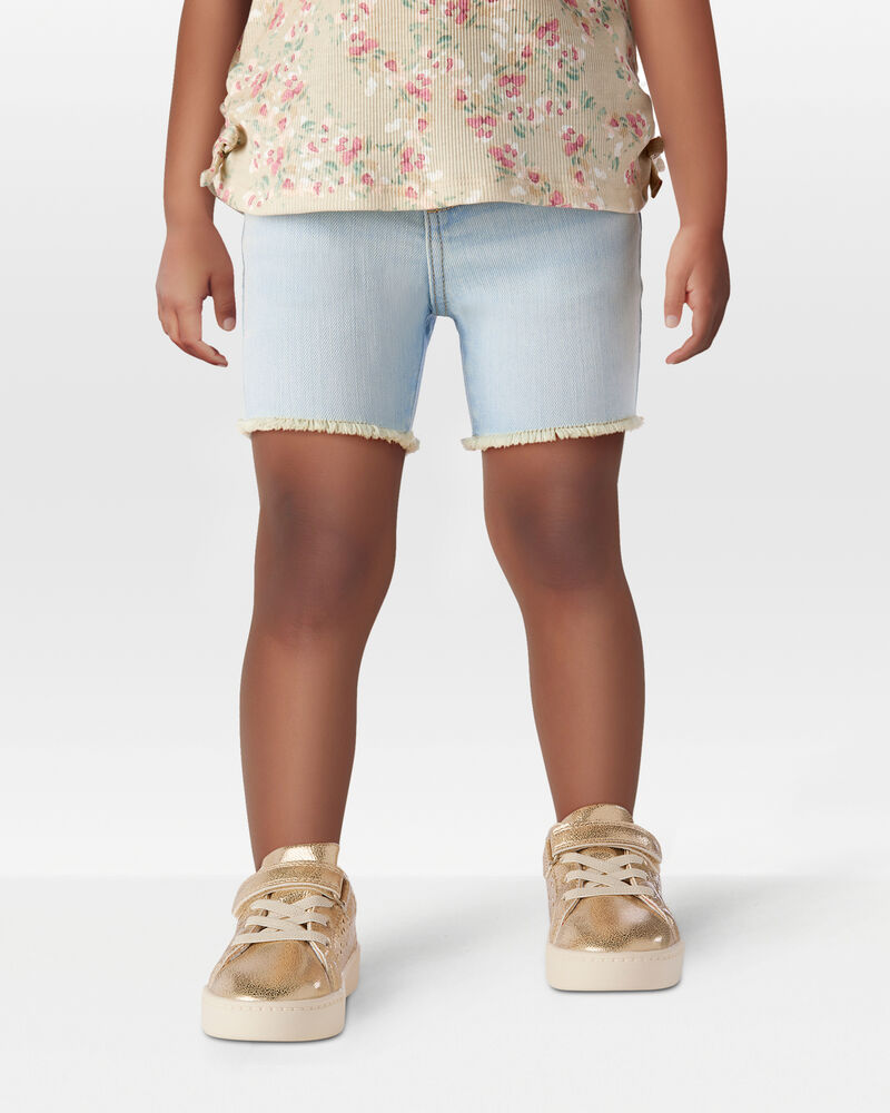 Toddler Frayed Hem Iconic Denim Short - Splash Wash, image 2 of 6 slides