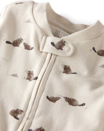 Baby Organic Cotton Sleep & Play Pajamas in Beavers' Creek Print, 
