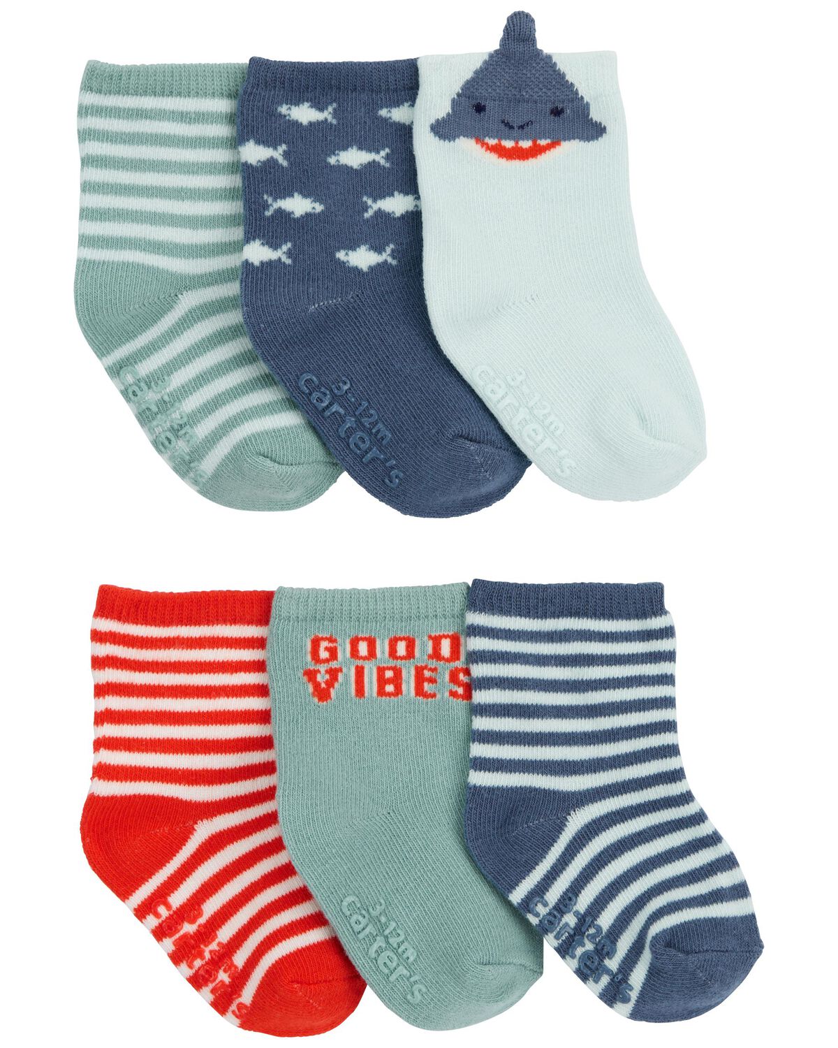Blue/Red Baby 6-Pack Sock Booties | carters.com