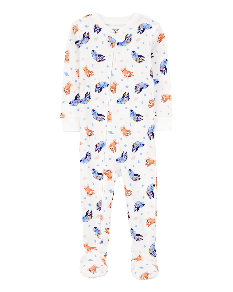 Baby Bluey Snug Fit Cotton Footie 1-Piece Pajamas, image 1 of 3 slides