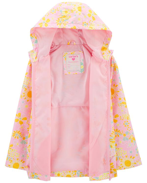 Pink/Yellow Kid Floral Rain Jacket