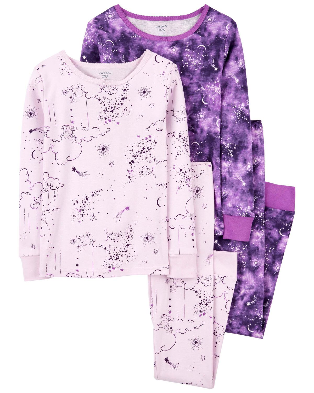 Purple Kid 4Piece Space 100 Snug Fit Cotton Pajamas