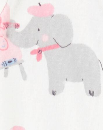 Toddler 1-Piece Elephant Print 100% Snug Fit Cotton Footie Pajamas, 