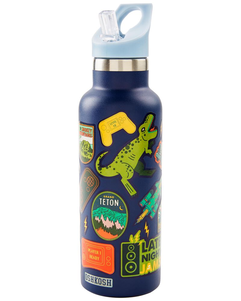 OshKosh Stainless Steel Water Bottle With Sticker Pack, image 2 of 3 slides