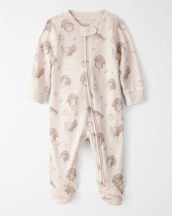 Baby Organic Cotton Sleep & Play Pajamas in Turkey Gobbler Print, 