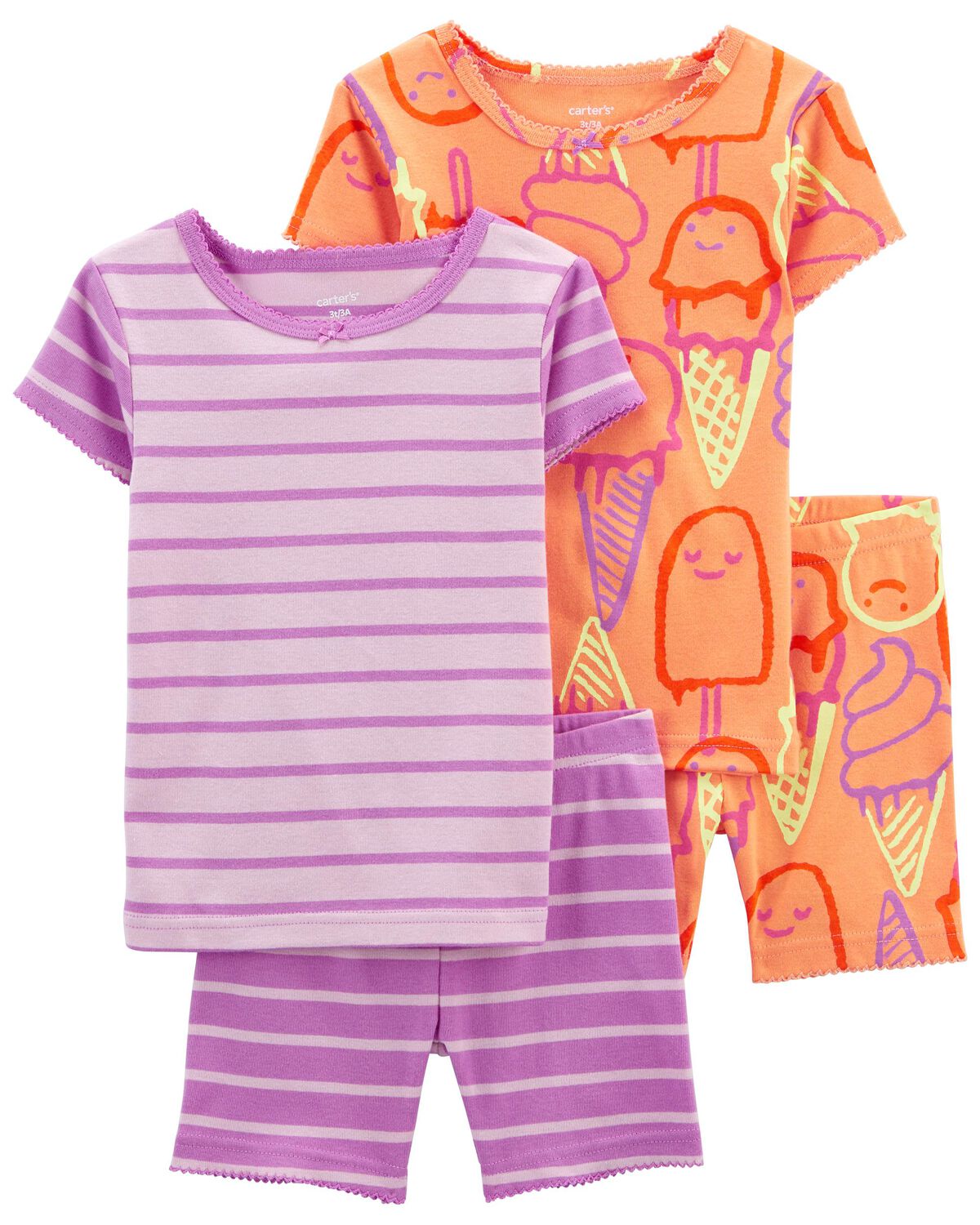 Orange/Purple Baby 4Piece Ice Cream 100 Snug Fit Cotton Pajamas