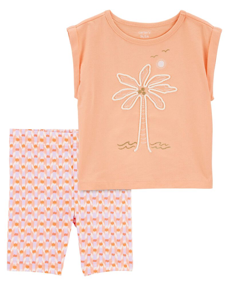 Baby 2-Piece Palm Tree Knit Tee & Geo Print Bike Shorts Set
, image 1 of 4 slides