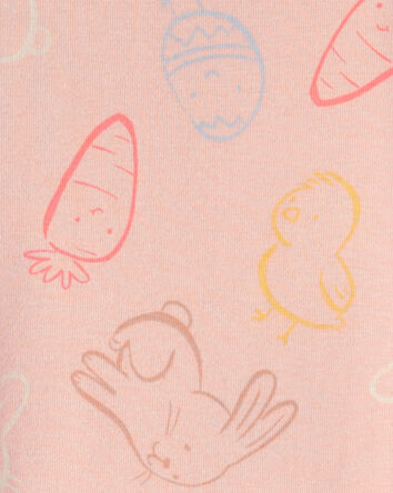 Baby Girl Easter Bunny 100% Cotton Snug Fit 2-Piece Pajama Set - Pink, 