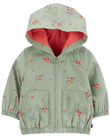Baby Floral Print Hooded Jacket, 