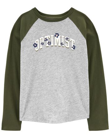 Kid Optimist Raglan Graphic Tee, 
