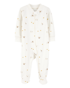 Baby Mini Bird Print 2-Way Zip Cotton Sleep & Play Pajamas, image 1 of 3 slides