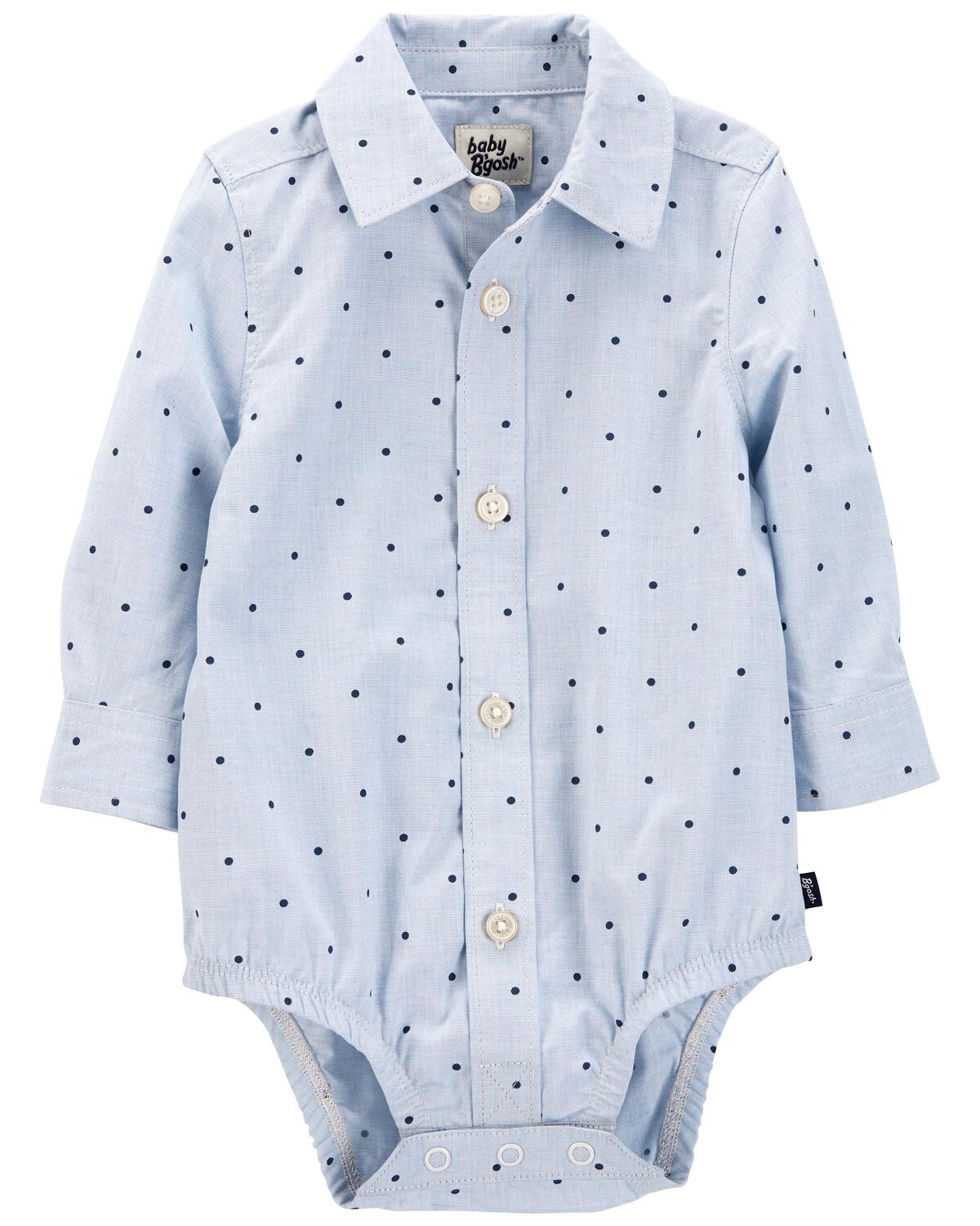 Chambray Baby Polka Dot ButtonFront Bodysuit