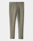 Kid Solid Cotton Ribbed Stretch Leggings - Green, image 2 of 4 slides