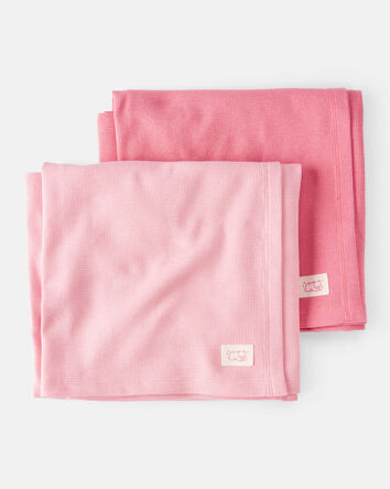 Baby 2-Pack Waffle Knit Blankets - Pink, 