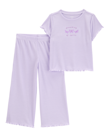 Toddler Girl Butterfly Loose Fit 2-Piece Pajamas - Purple, 