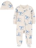 White - Baby Panda 2-Piece Sleep & Play Pajamas and Cap Set