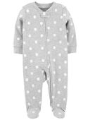 Grey - Baby Polka Dot 2-Way Zip Cotton Sleep & Play Pajamas