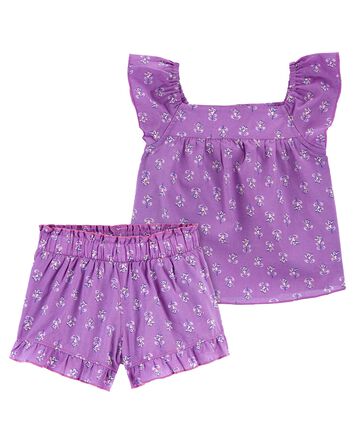 Baby 2-Piece Floral Poplin Top & Shorts Set
, 