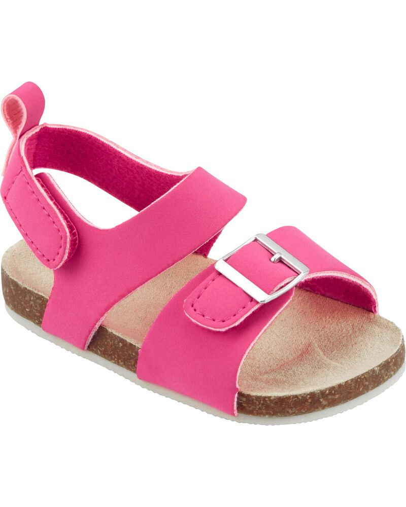 Baby Buckle Faux Cork Sandals, image 1 of 7 slides
