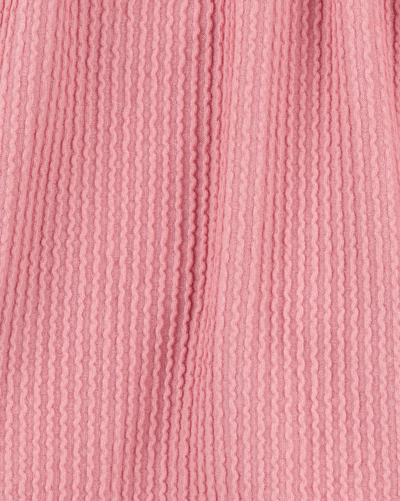 Kid Ribbed Textured Drawstring Skort - Pink, image 3 of 4 slides
