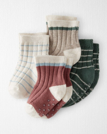 Baby Girl 4-Pack No-Slip Socks Made with Organic Cotton, 