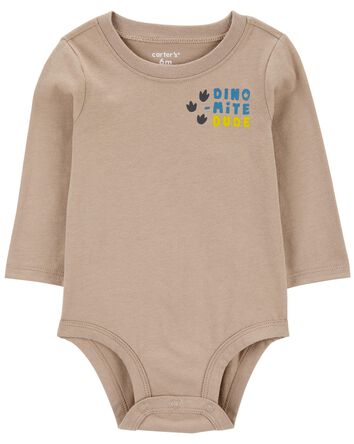 Dino-Mite Dude Dinosaur Long-Sleeve Bodysuit, 