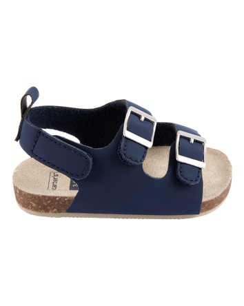 Baby Buckle Faux Cork Sandals  - Navy, 