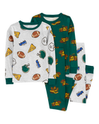 Kid 4-Piece Sports 100% Snug Fit Cotton Pajamas, image 1 of 4 slides