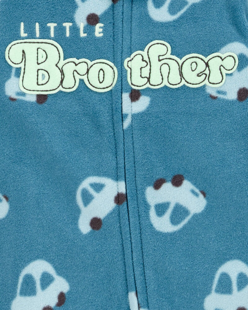 Baby Little Brother Fleece Zip-Up Footie Sleep & Play Pajamas, image 2 of 4 slides