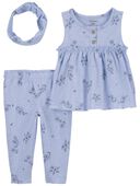 Blue - Baby 3-Piece Floral Little Outfit Set