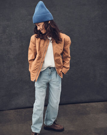 Boys Baggy Iconic Denim Carpenter Pants - Faded Wash, 