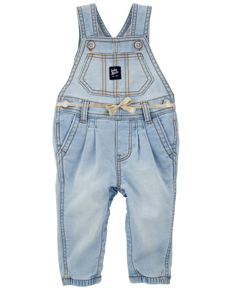 Baby Stretchy Knit Denim Overalls, image 1 of 3 slides