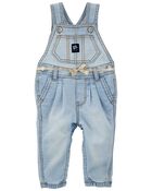 Baby Stretchy Knit Denim Overalls, image 1 of 3 slides